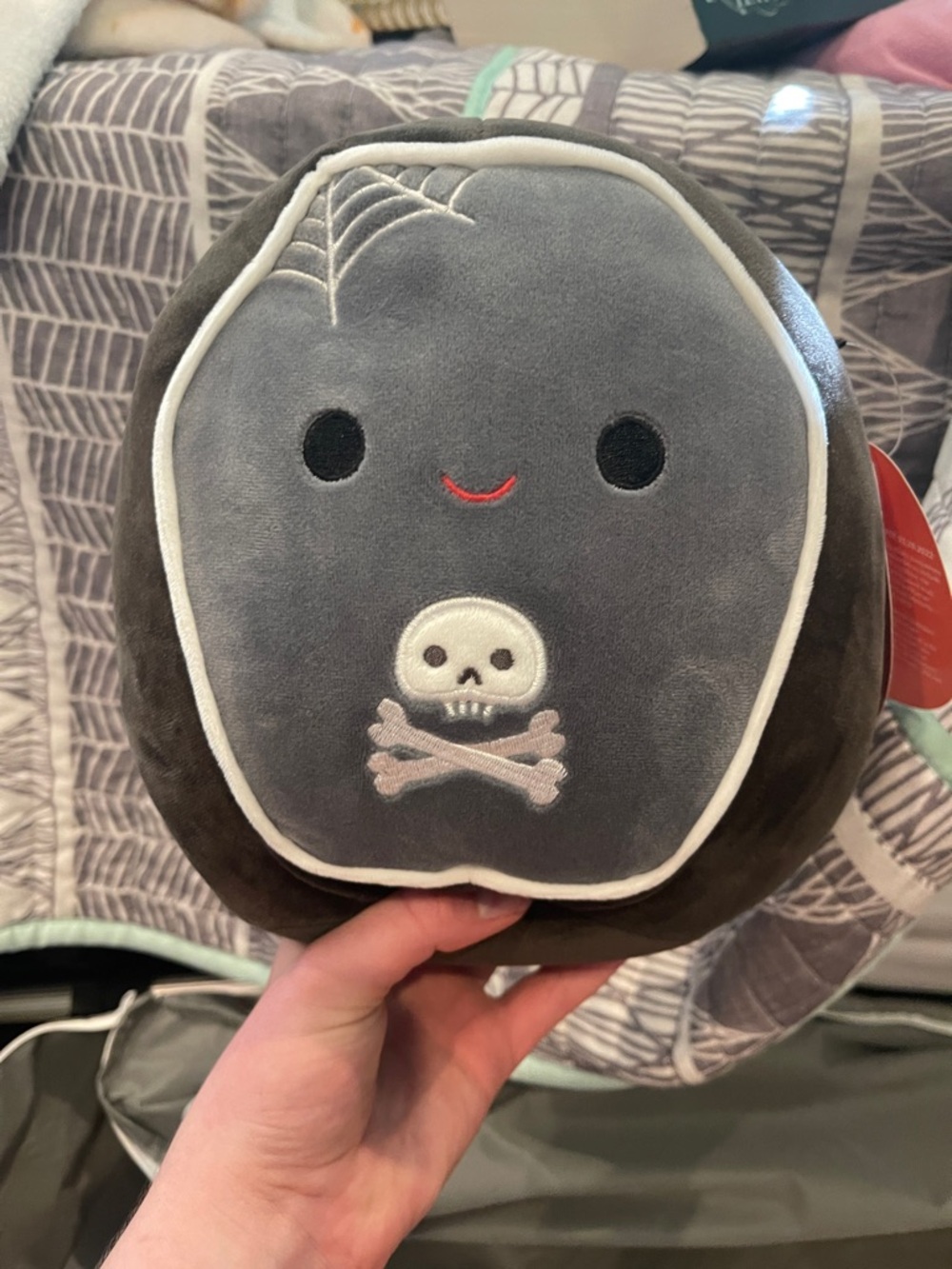 Squishmallows Gray & Black Skull Plush - Cute Halloween Buddy